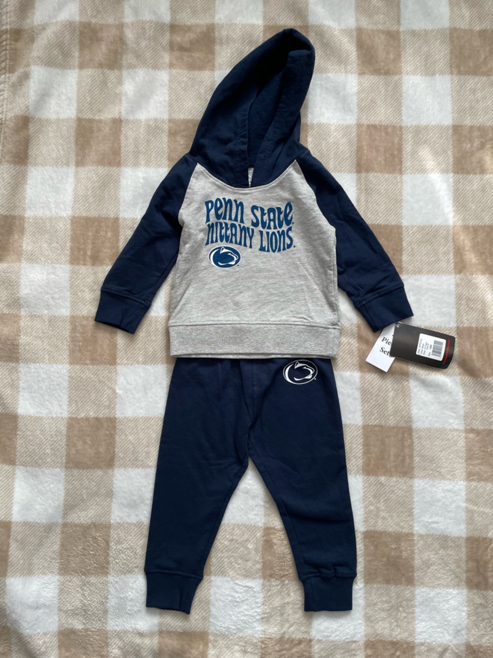 NWT Penn State Nittany Lions Kids 12-18 Month Hoodie & Jogger Set - Navy & Gray